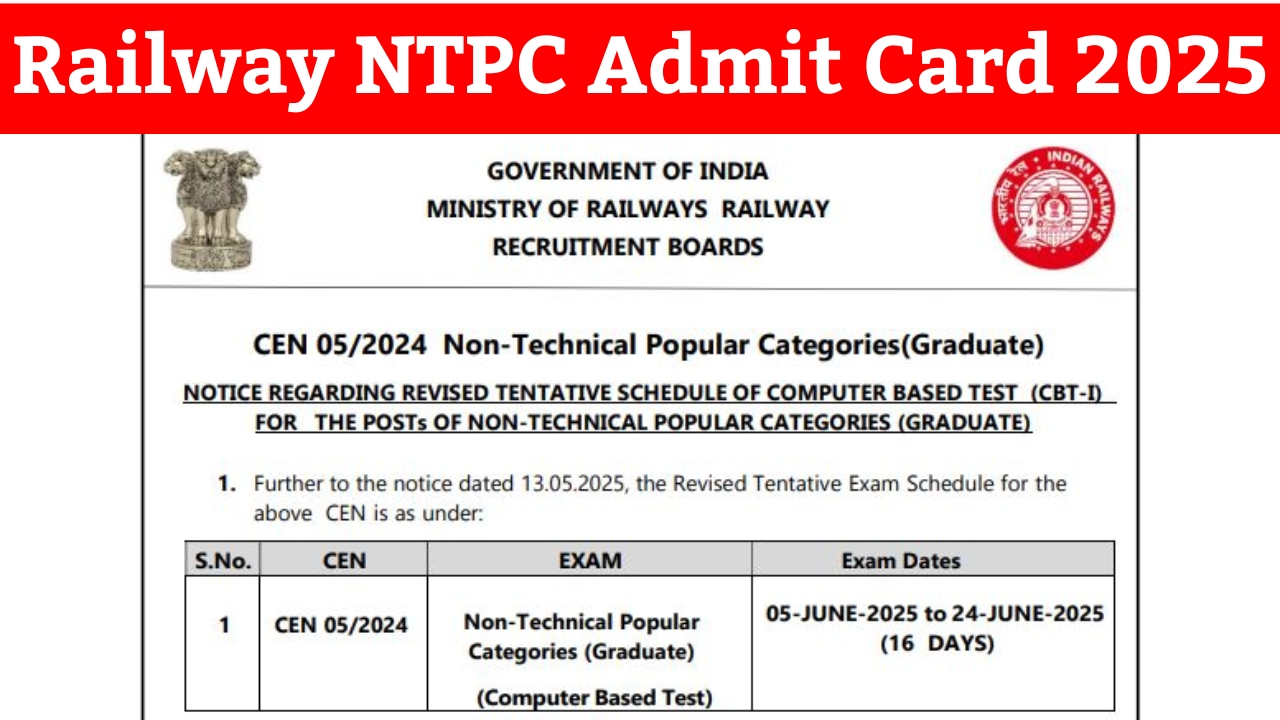 Railway NTPC Admit Card 2025